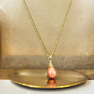 EUC VTG | 18kt Gold Plated 18” Chain & Pink Pearl Pendant